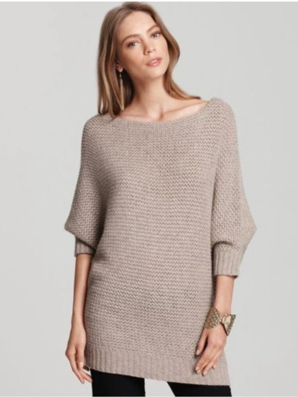 Alice + Olivia Lambswool Off-the-Shoulder Knit Tunic Sweater